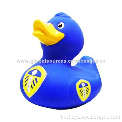 Blue Latex Duck with Soccer Team Logos Available, Ideal for Souvenir GiftsNew